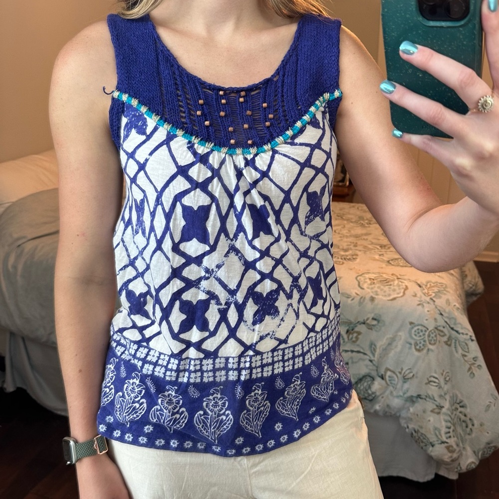Anthro | crochet detail tank